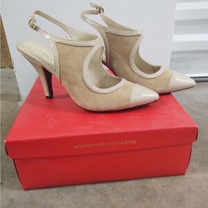 Adrienne Vittadini Beige and Cream Women's Heels